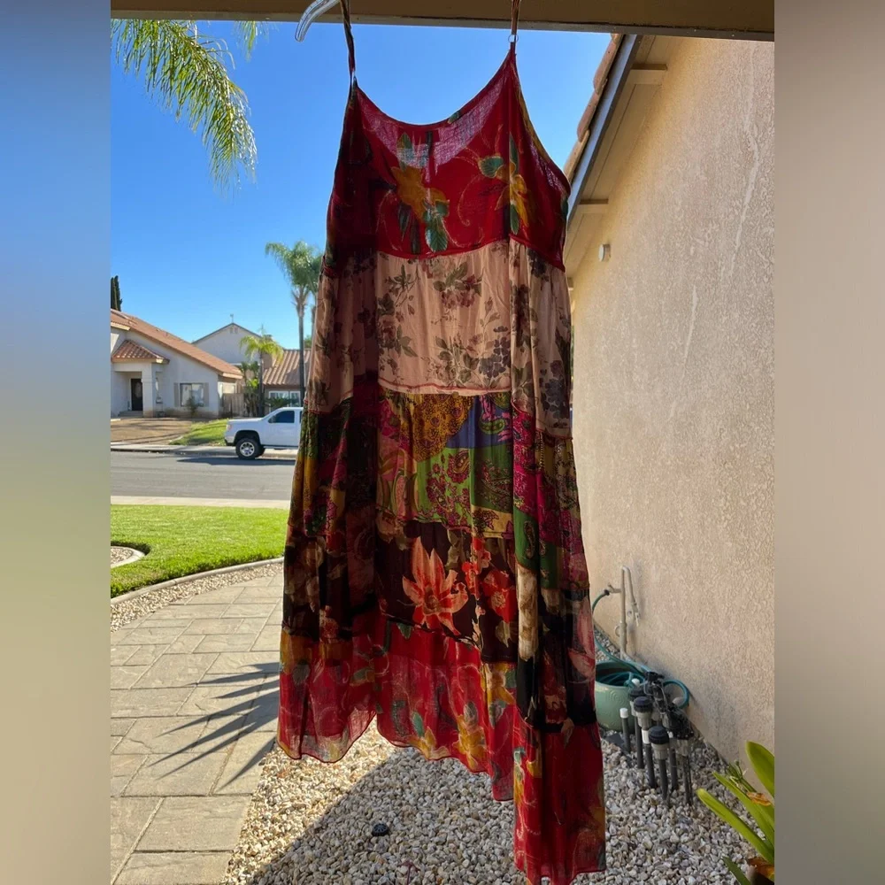 Etc. Layered Sundress Cotton Farm Rio Style Colorful Lightweight Vacation Boho - Picture 4 of 8